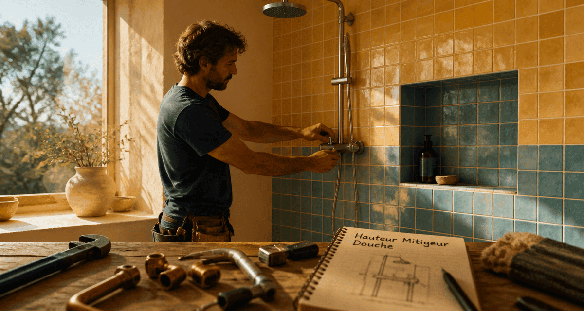 hauteur mitigeur douche artisan ajuste