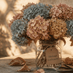 hortensia comment les faire secher bouquet séché sur table bois