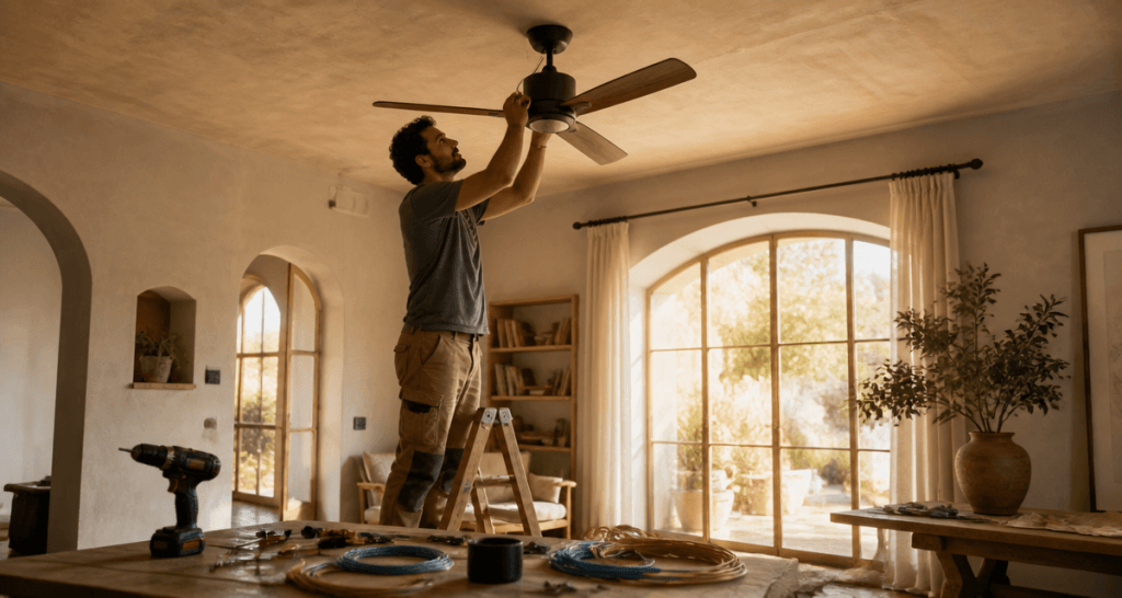 installer un ventilateur au plafond moderne