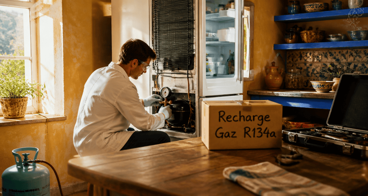 Recharge en gaz frigo par un technicien