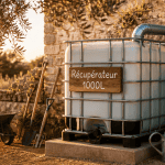 récupérateur d'eau 1000l sur dalle béton