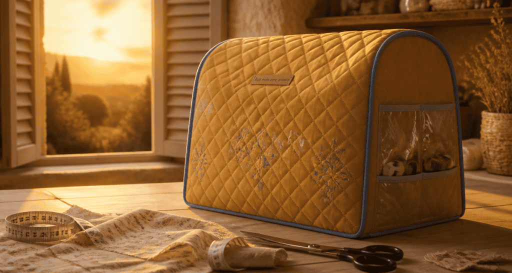 Tuto housse machine à coudre en tissu matelassé avec accessoires
