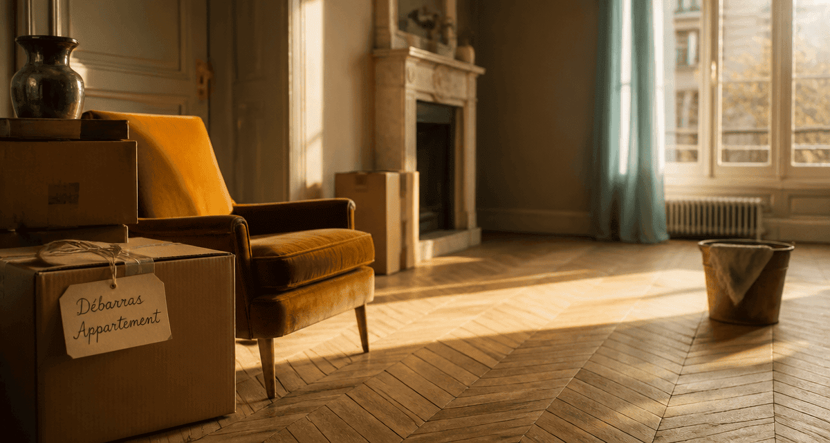 vide appartement salon cartons