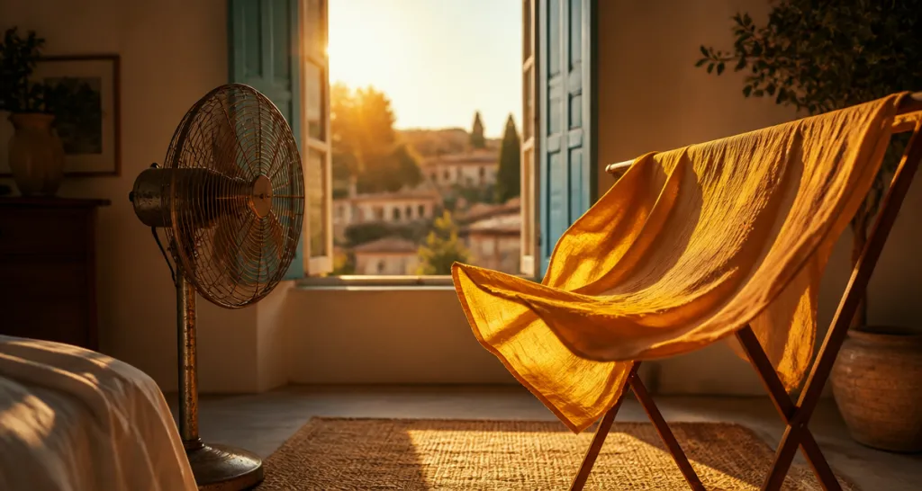 comment rafraîchir une pièce avec un ventilateur chambre méditerranéenne