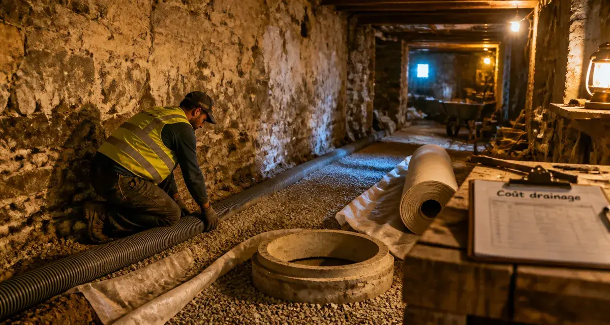 Drainage maison ancienne prix : pose tuyau pour protéger fondations
