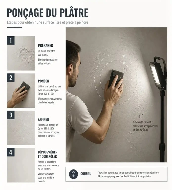 Technique pour poncer du MAP efficacement sur un mur en plâtre