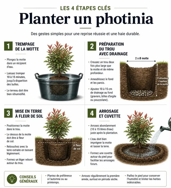 Étapes pour réussir la plantation de son photinia en haie