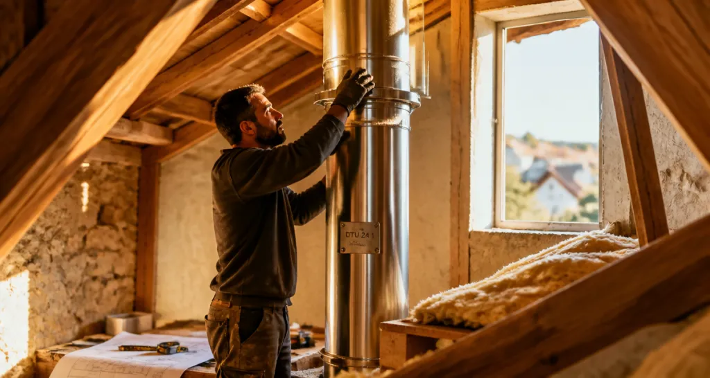artisan installant conduit fumée inox dtu 24.1