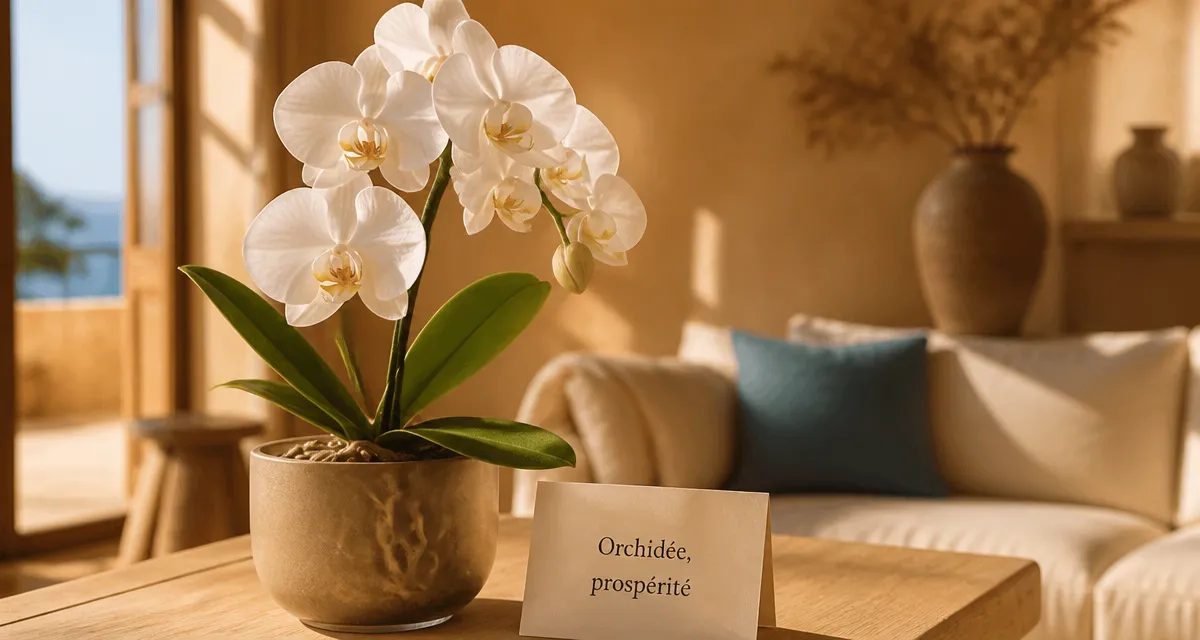 Offrir une orchidée porte malheur : orchidée Phalaenopsis blanche en pot}}
