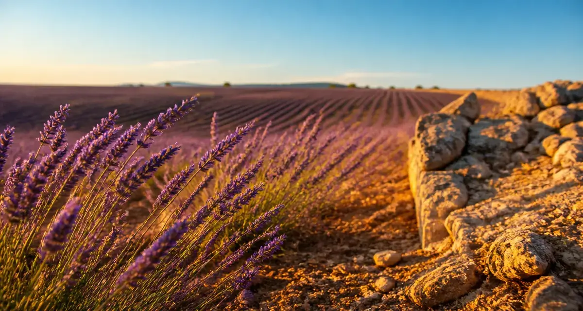Quand fleurit la lavande en Provence : champ mauve au lever du soleil