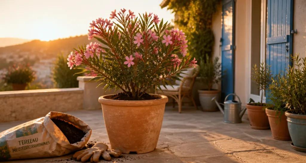 quand rempoter un laurier rose en pot terrasse