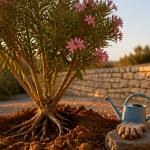 quand transplanter un laurier rose en pleine terre racines arrosoir jardin