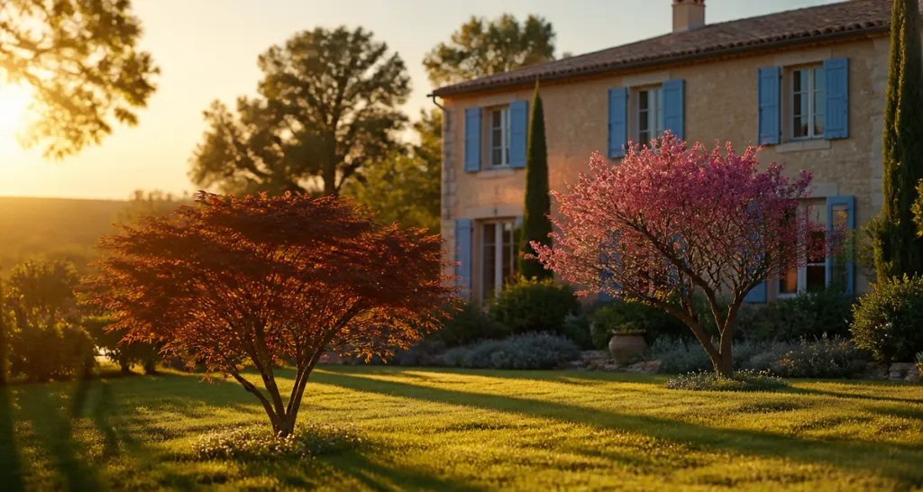 quel arbre planter au milieu d'une pelouse érable du Japon et arbre de Judée