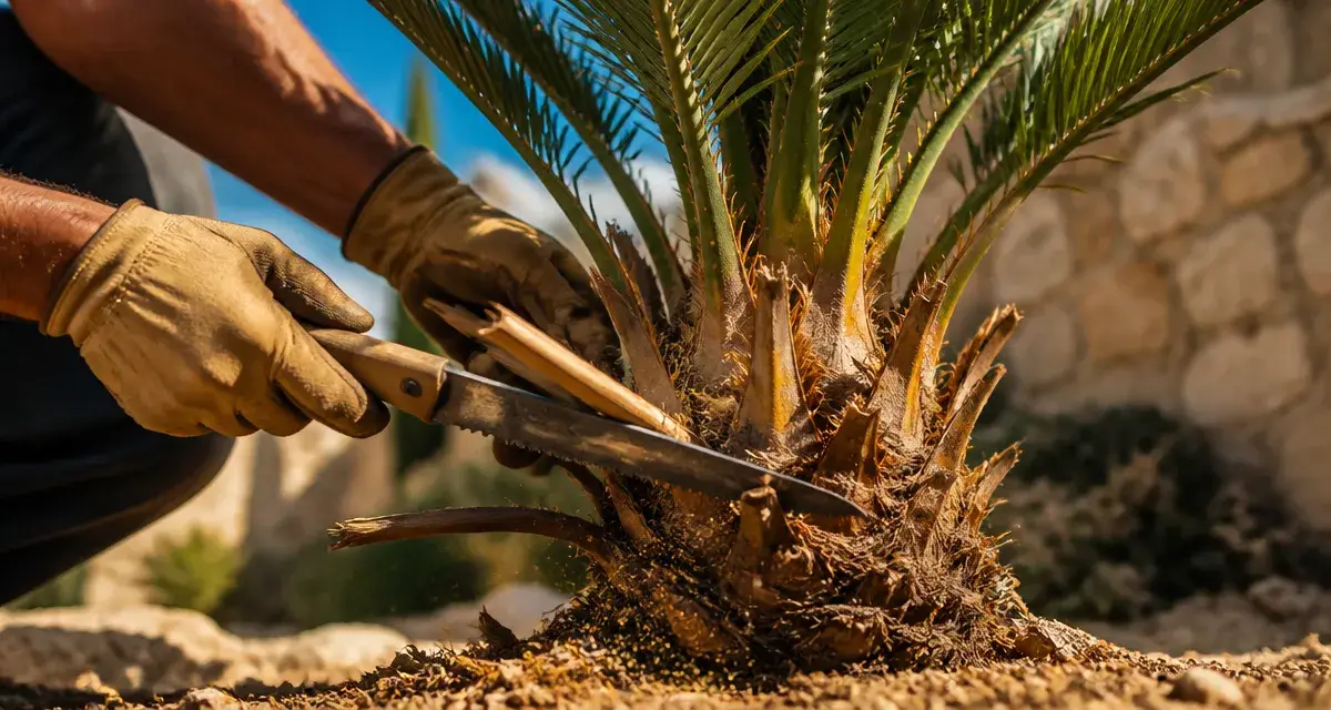 Comment tailler les palmiers : palme sèche coupée proprement, sans fragiliser