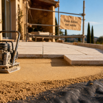 Dalles sur sable sur lit de sable et géotextile
