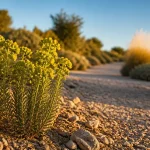 Euphorbe characias, bractées jaune chartreuse en jardin méditerranéen