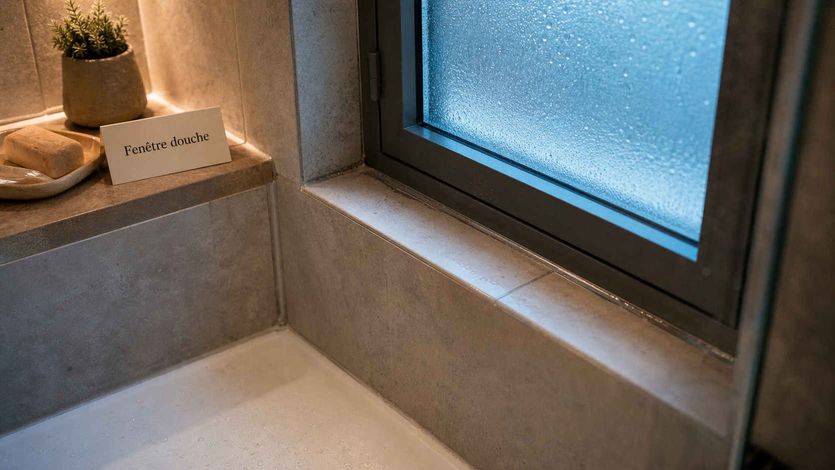 Fenetre dans douche étanche : lumière naturelle et VMC maîtrisée