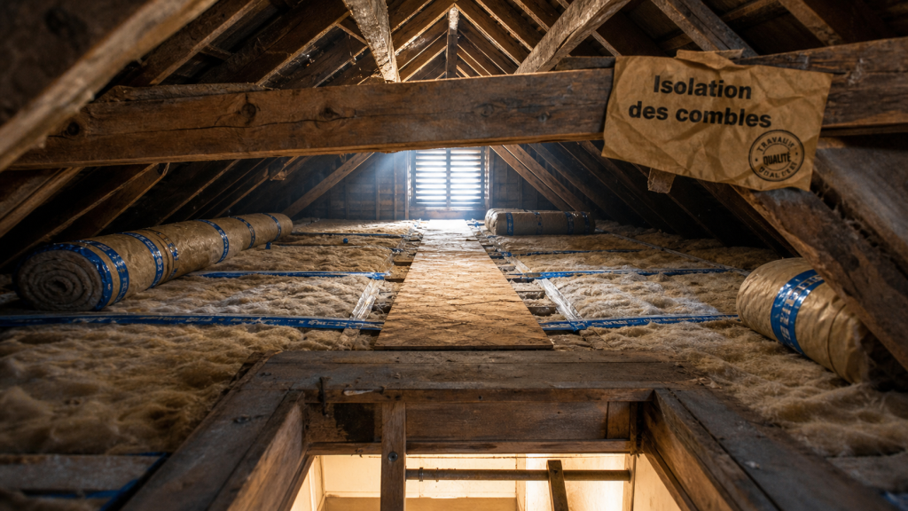 Isolation du grenier : combles perdus, laine minérale et pare-vapeur anti-condensation