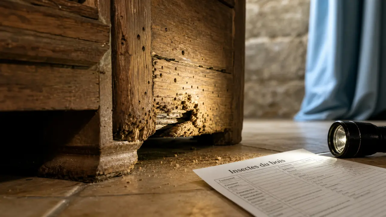 Mites bois meuble : trous et vermoulure sur bois ancien