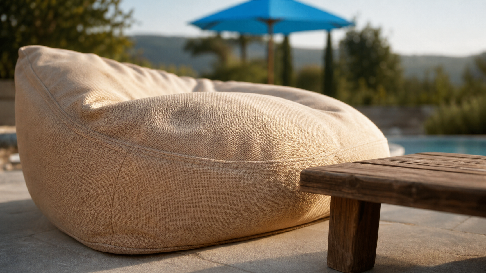 Pouffe exterieur XXL sable provencal