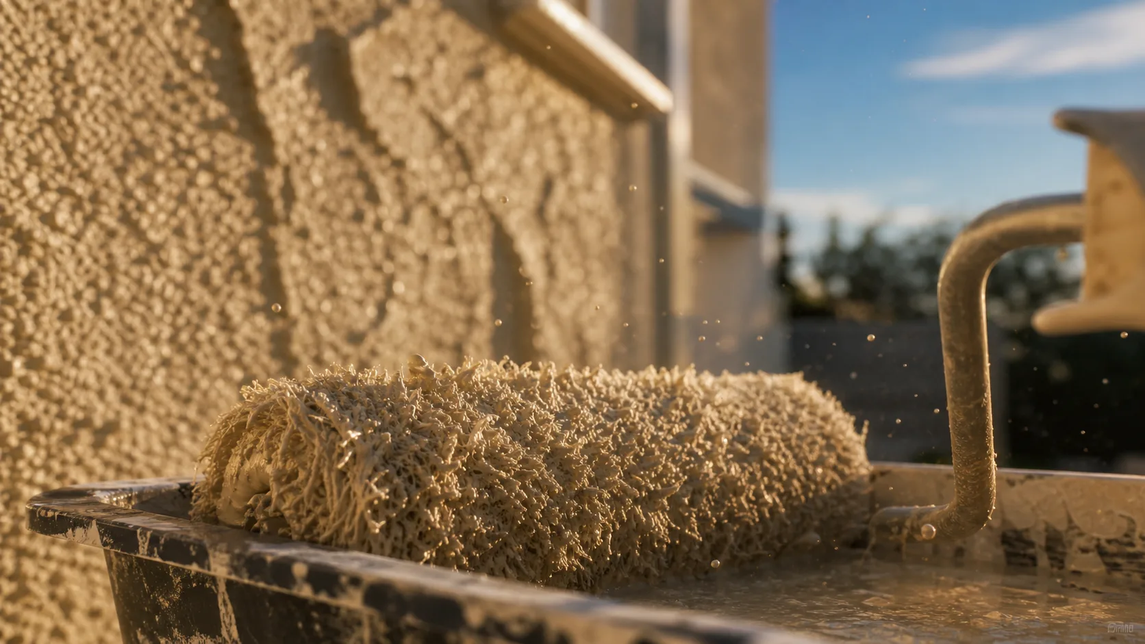 Rouleau pour facade 18 mm fibres sur crépi, anti-projections