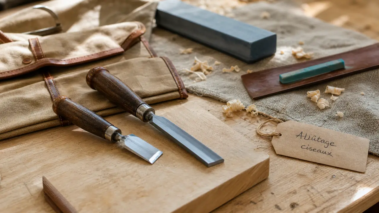 Ciseaux à bois pour l’affûtage, acier et tranchant