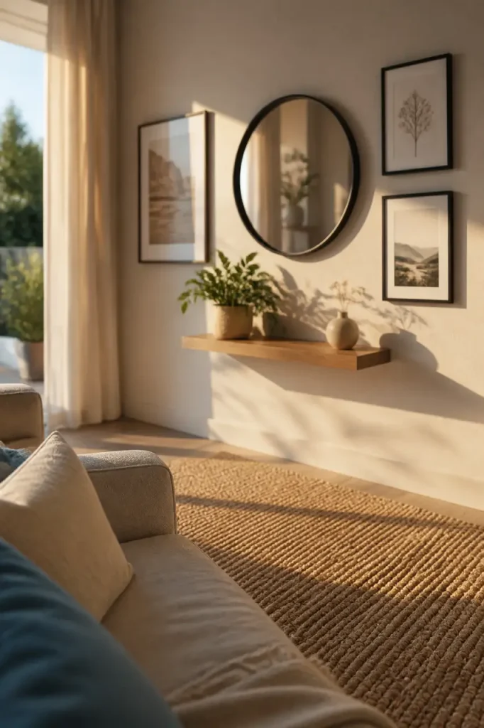 Comment décorer un mur blanc sans le surcharger ? Cadres, étagères, reliefs