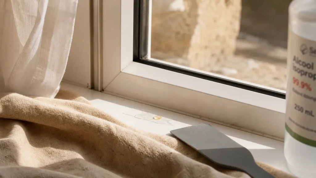 Huile, alcool ou acétone : comment enlever la colle sur une fenêtre PVC sans marquer le cadre ?