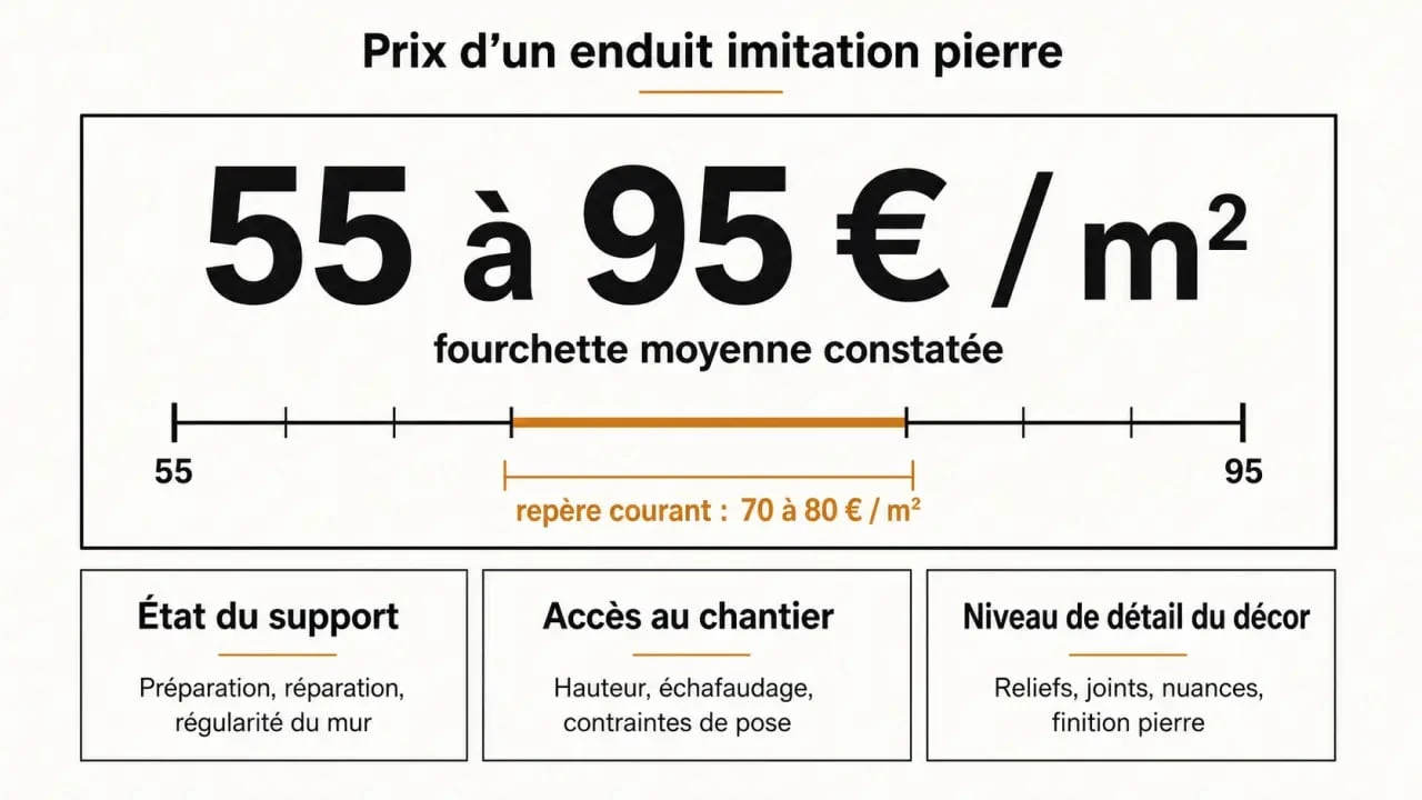 Prix enduit imitation pierre : fourchette au m² et facteurs de variation du budget