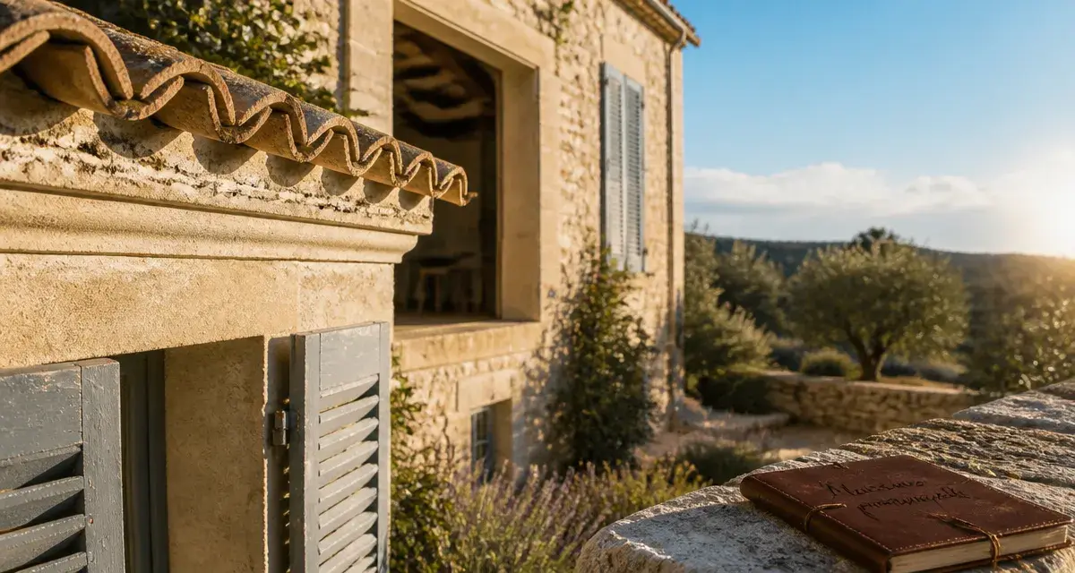 Maison provencale en pierre : corniche en génoise et enduit à la chaux