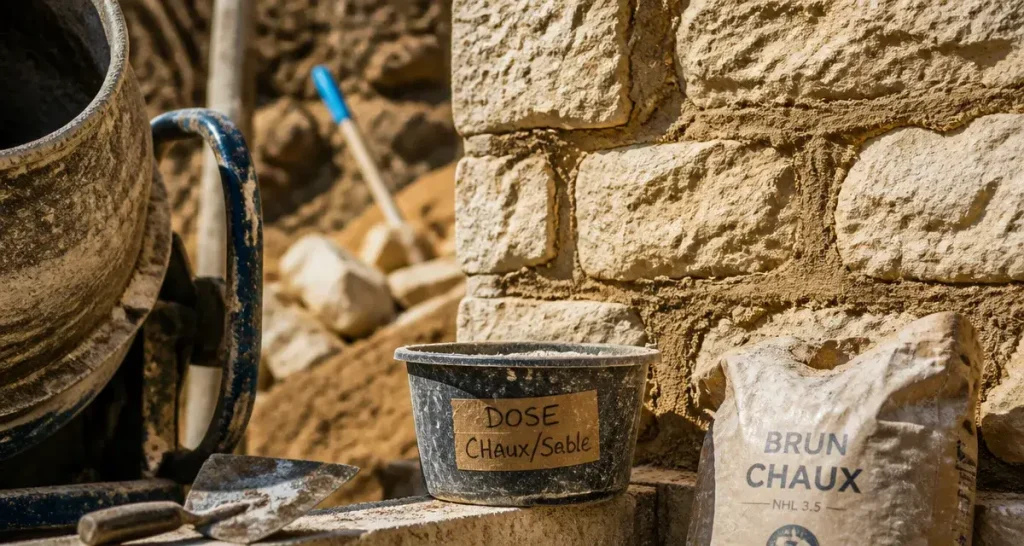 Mortier pour mur en pierre : choisir la chaux et les dosages pour garantir la pérennité de votre bâti