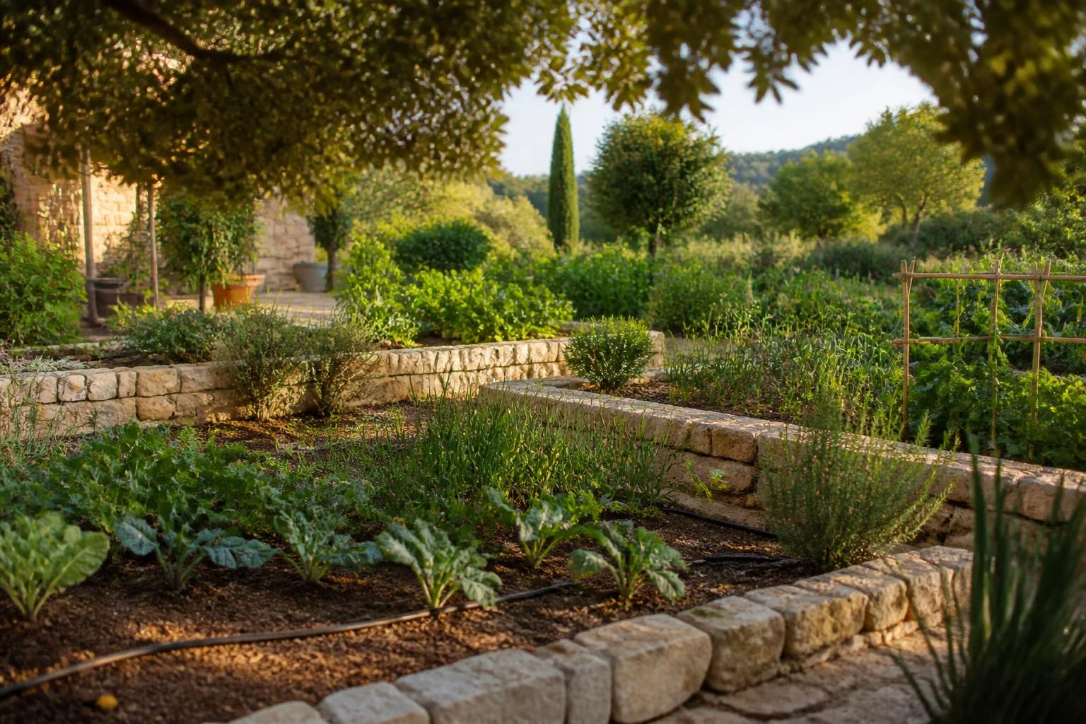 Potager provençal durable : eau, ombre et cultures d’été