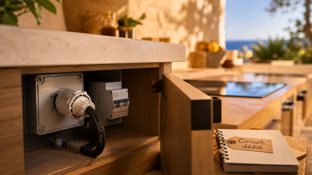 Prise plaque de cuisson 32A avec câble dédié