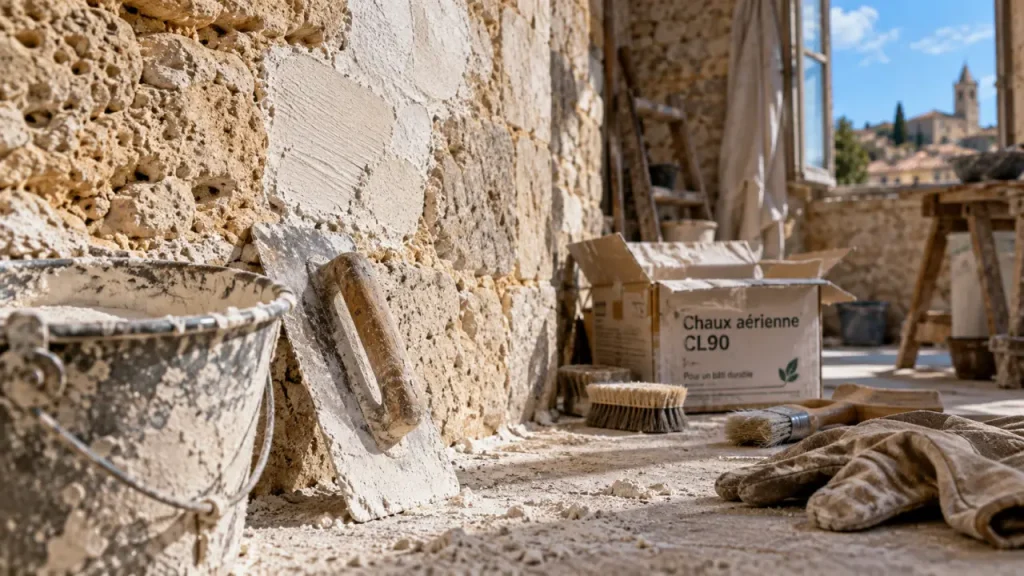 La chaux aérienne convient aux finitions, pas aux murs durablement humides