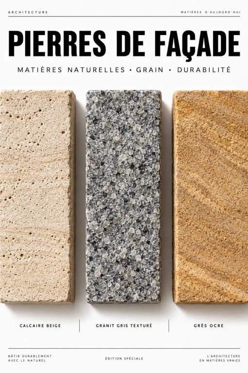 Différents types de pierre pour façade extérieure en pierre : calcaire, granit et grès