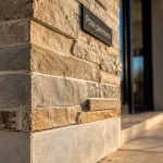 Parement pierre facade exterieur : joints clairs et support