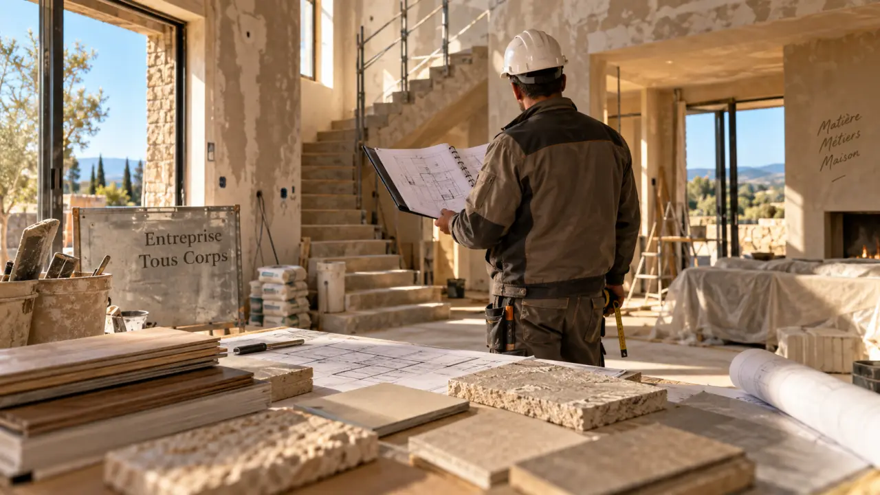 Renov Maison Sud coordonne la rénovation maison à Toulon, chef de chantier avec plans.