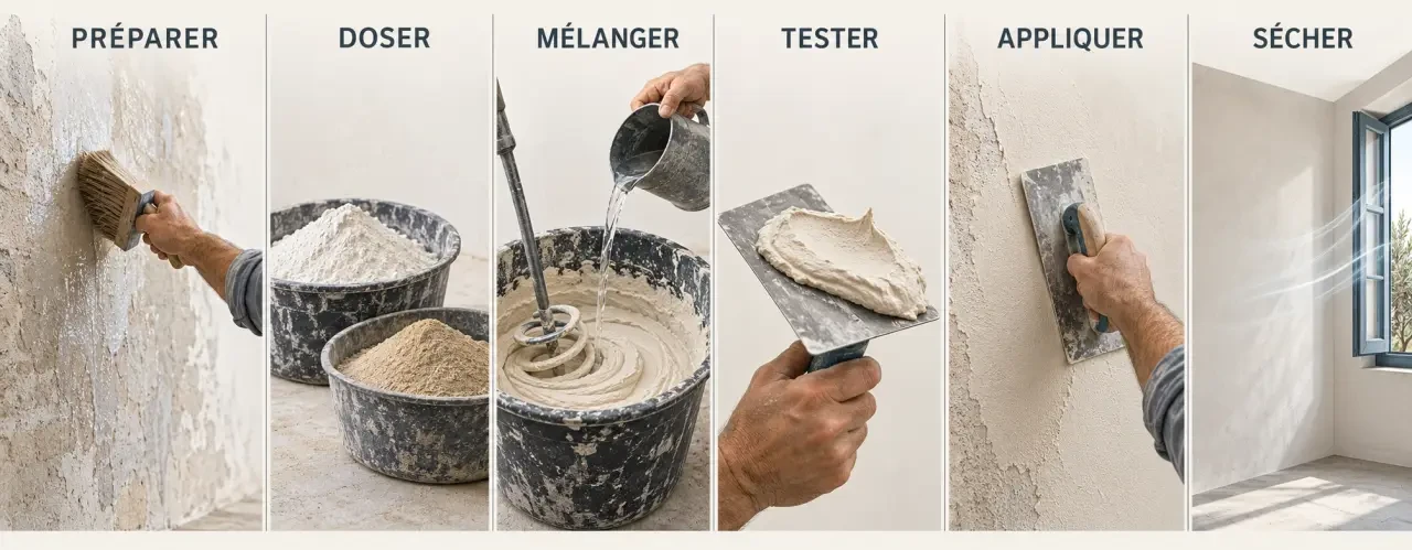 Recette enduit chaux interieur : étapes de préparation et d’application sur un mur