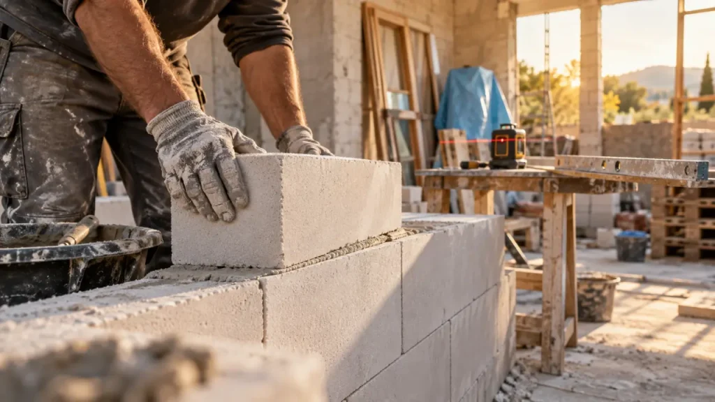 Maison en béton cellulaire : un mur plus isolant, mais un chantier plus exigeant